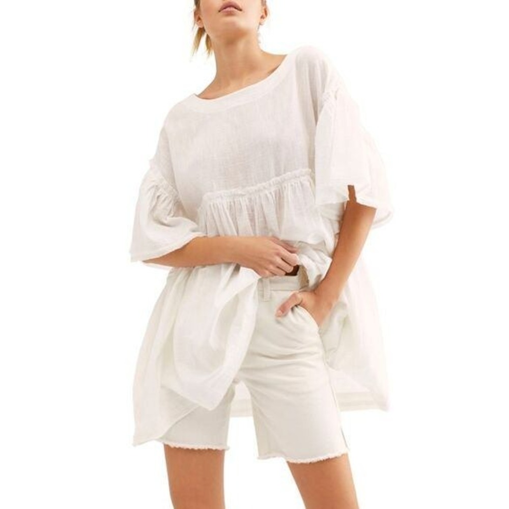 Free People Summer Nights Tunic‎ Top in White Size XS